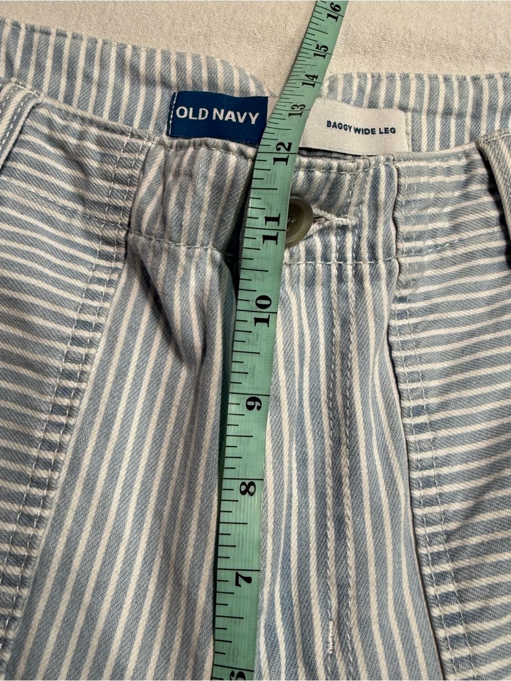 Old Navy Baggy Wide Leg Striped Carpenter Jeans Size 10 Skater - Picture 9 of 13